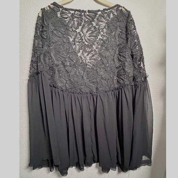 NEW Free People Magdalene Crochet Tunic Lace Top Black Small Boho Femme Goth - Picture 5 of 11